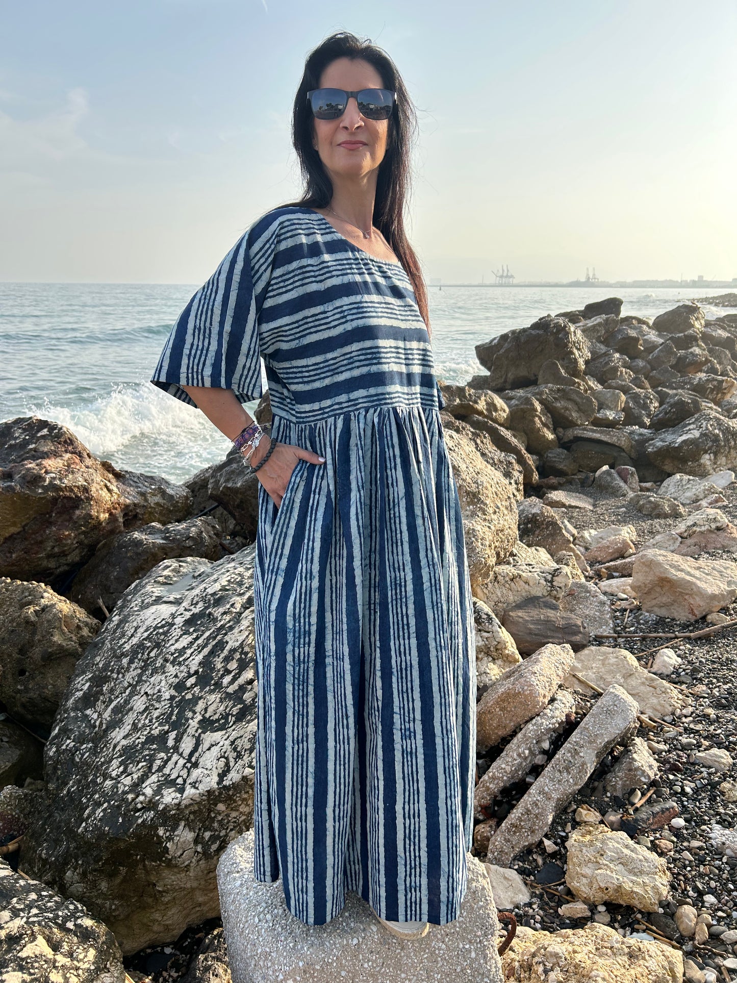 Handmade Indigo Organic cotton dress