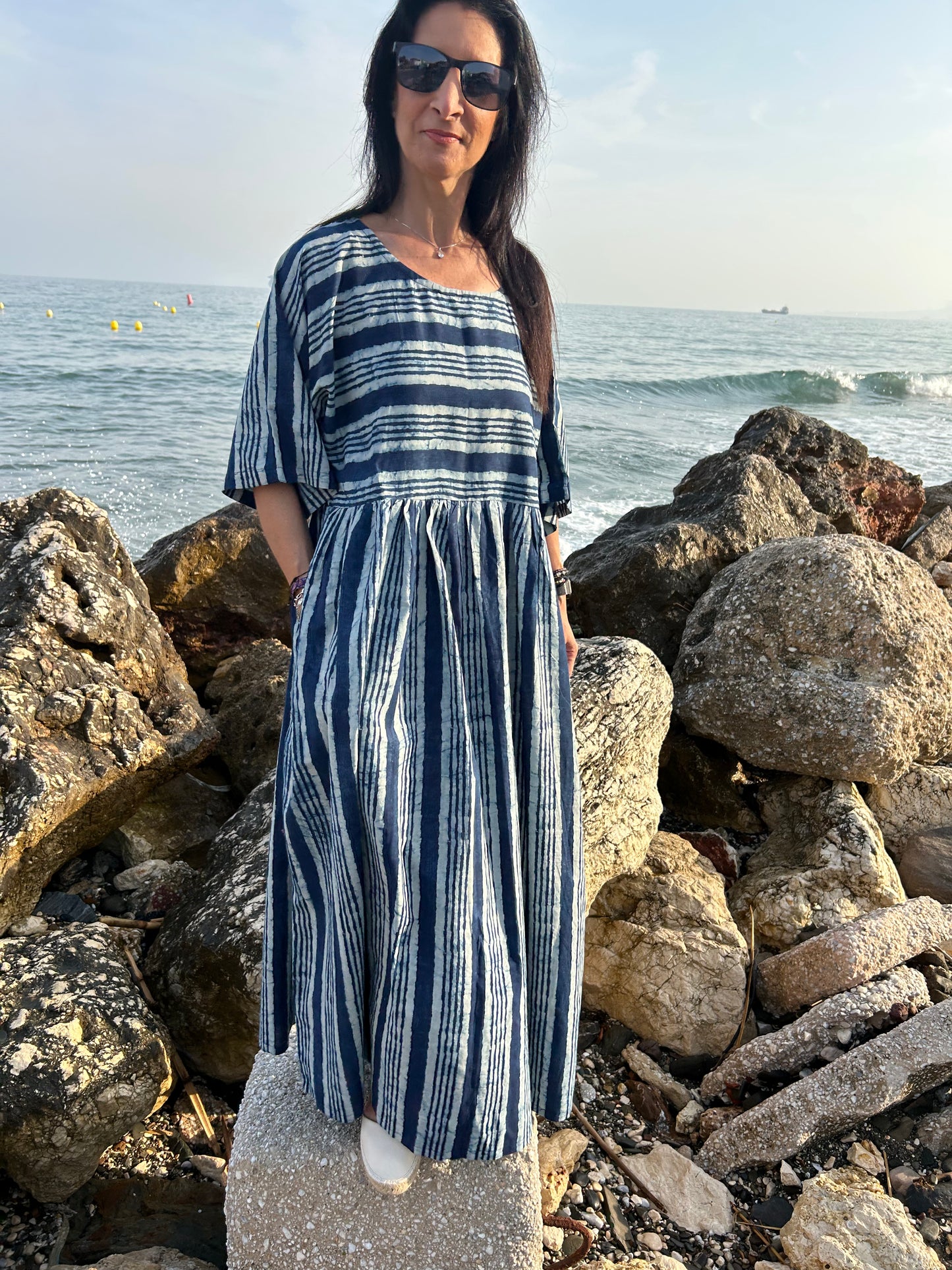 Handmade Indigo Organic cotton dress