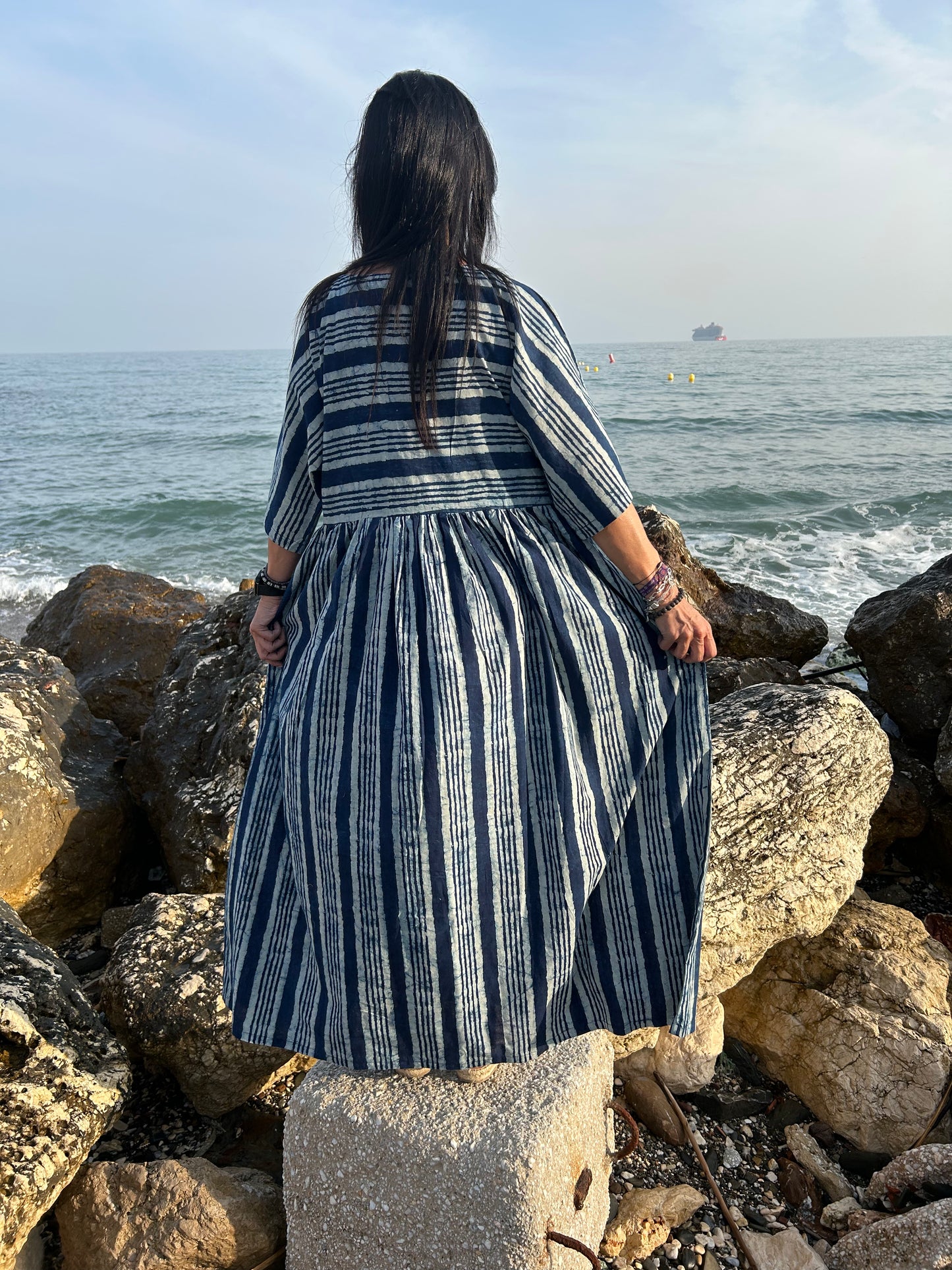 Handmade Indigo Organic cotton dress