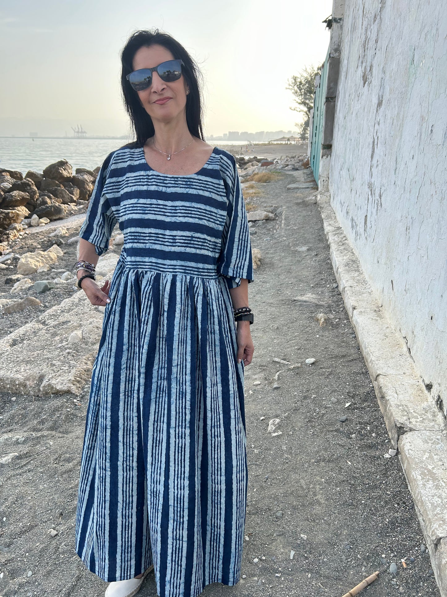 Handmade Indigo Organic cotton dress