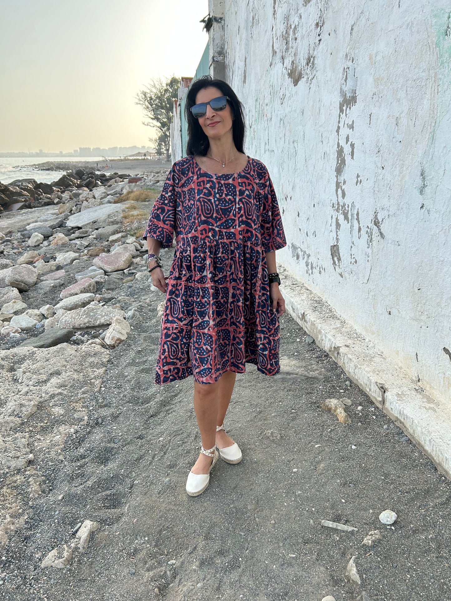 Orange indigo cotton tunic