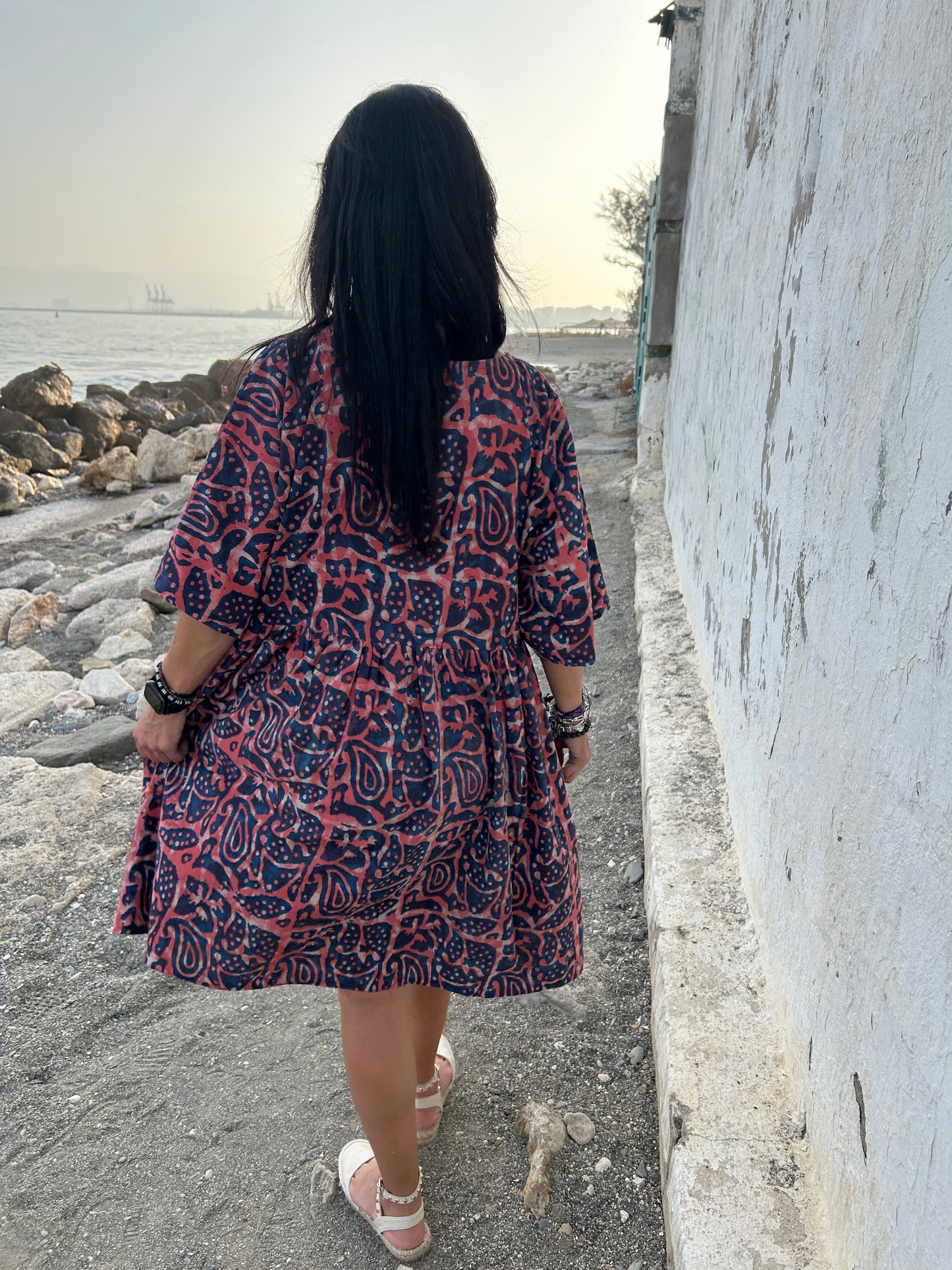 Orange indigo cotton tunic