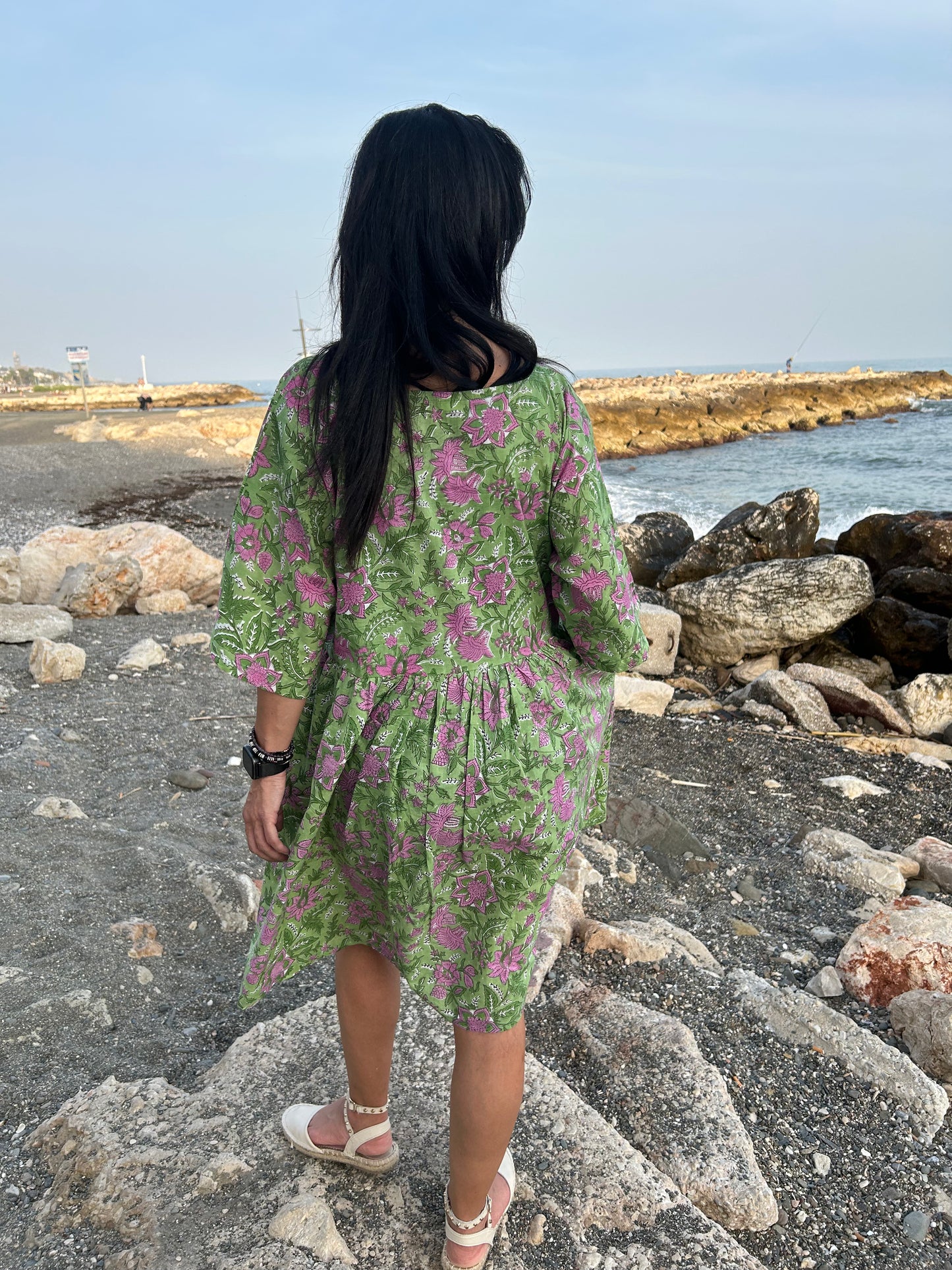 Purple flowers in a green garden Tunic