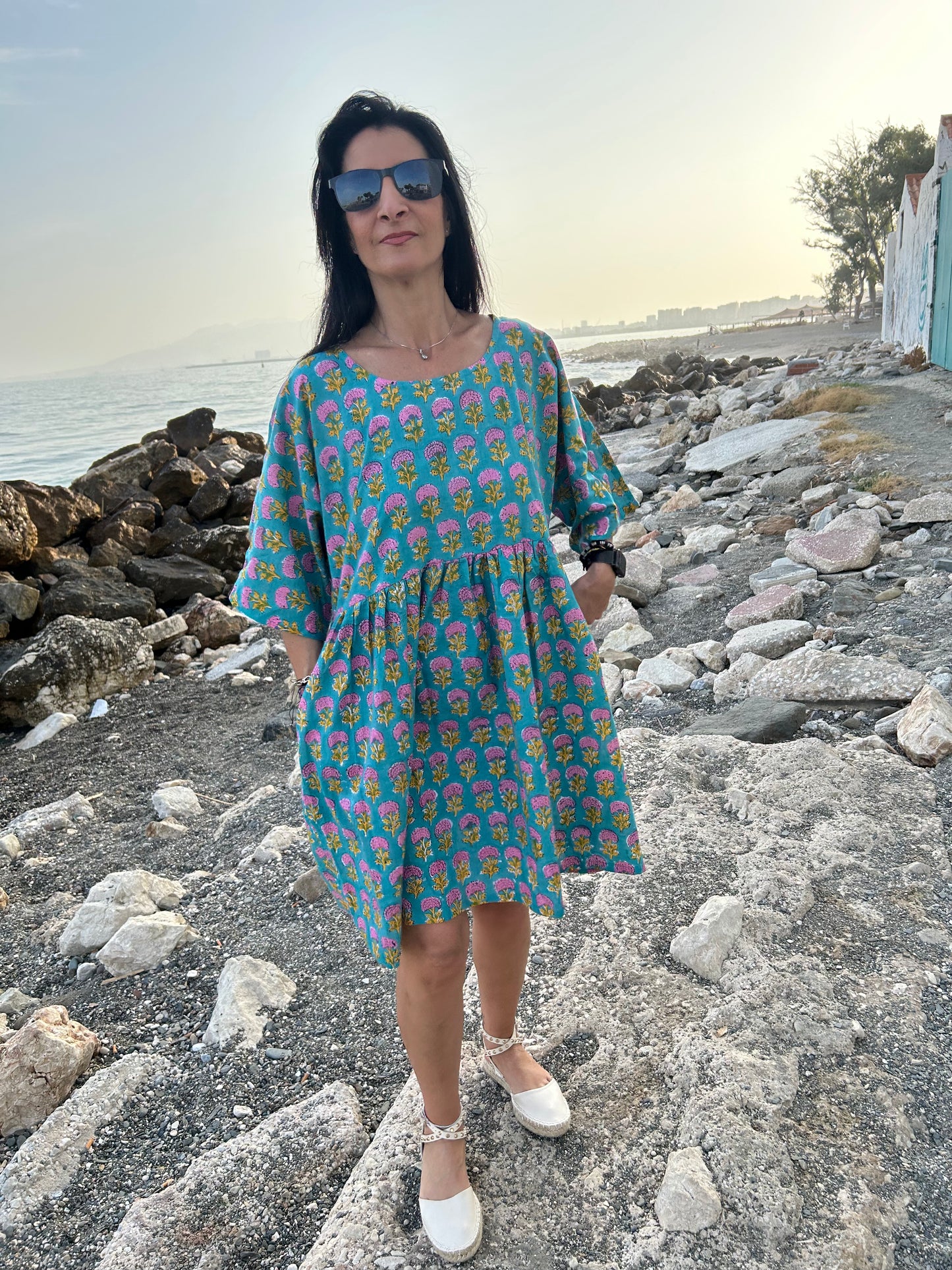 Turquoise pink tunic