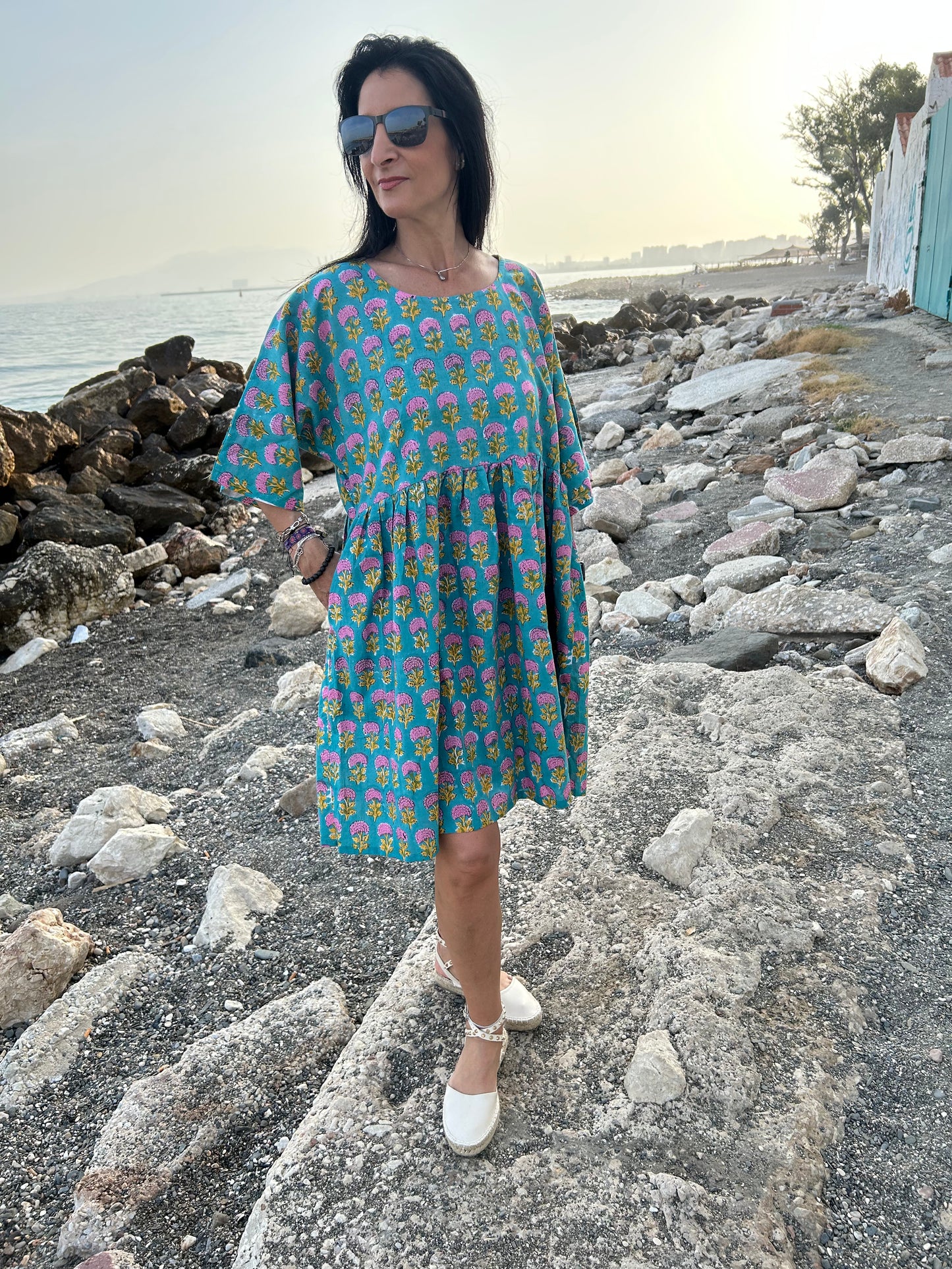 Turquoise pink tunic