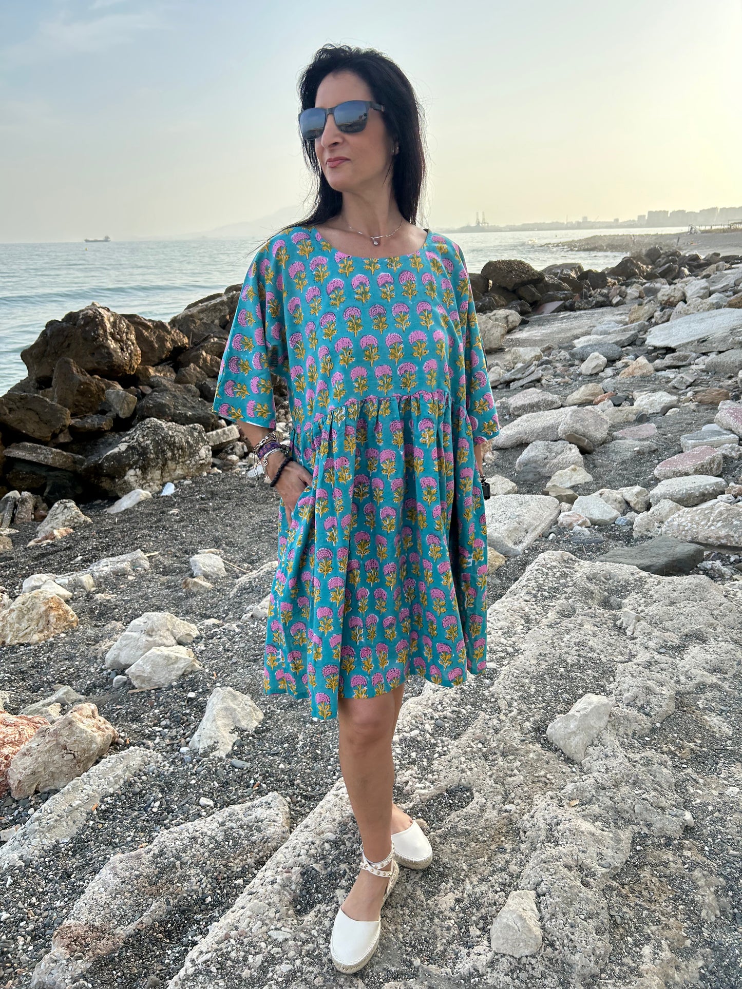 Turquoise pink tunic