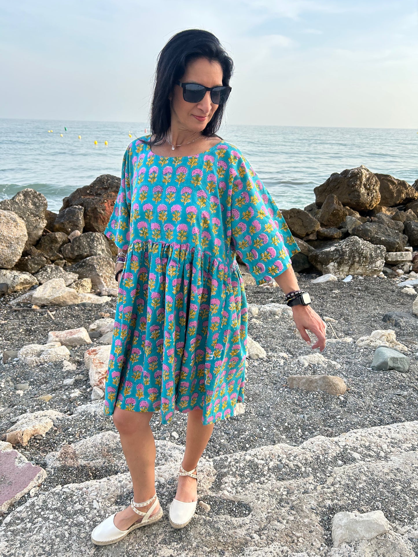 Turquoise pink tunic