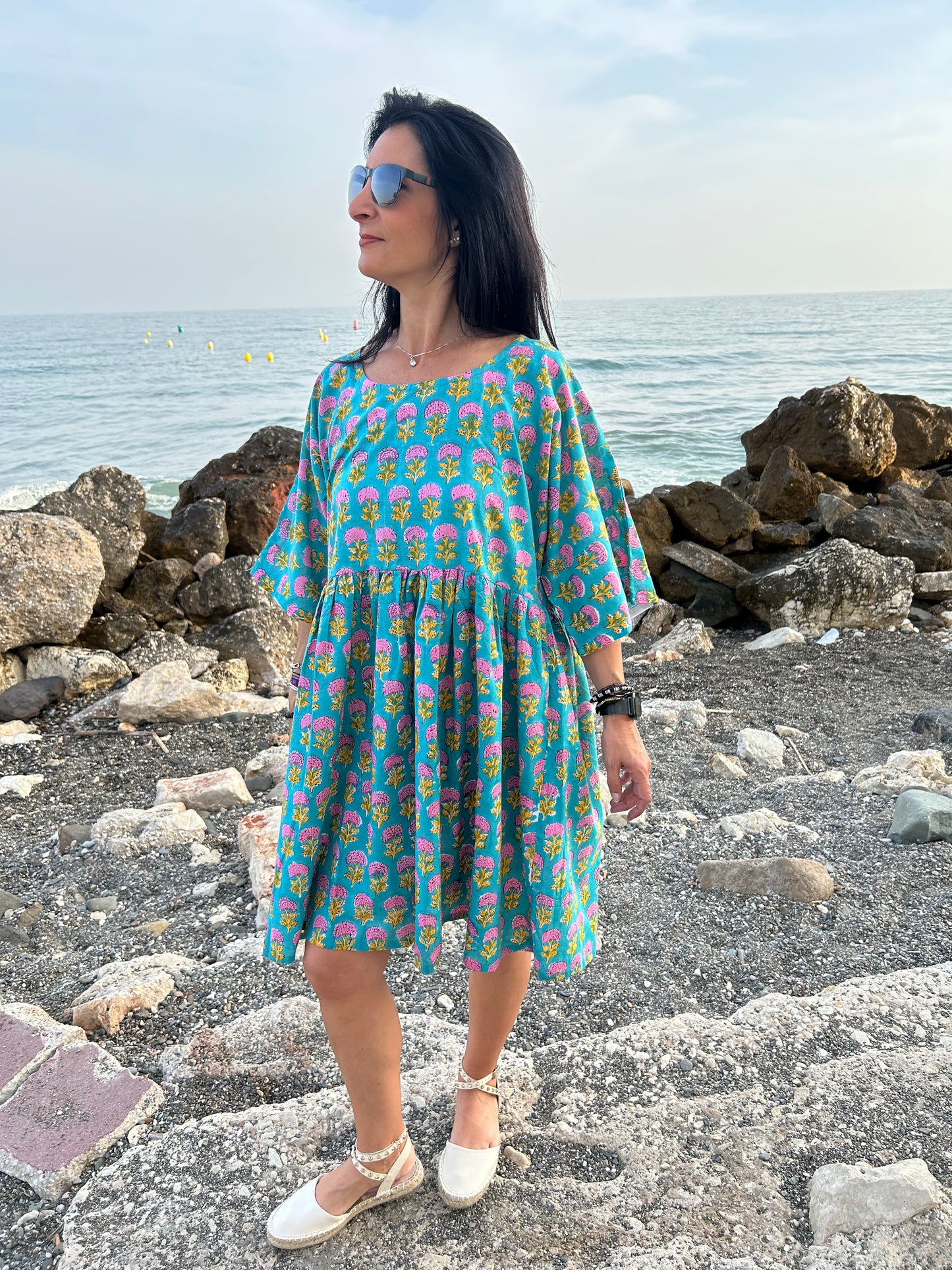 Turquoise pink tunic