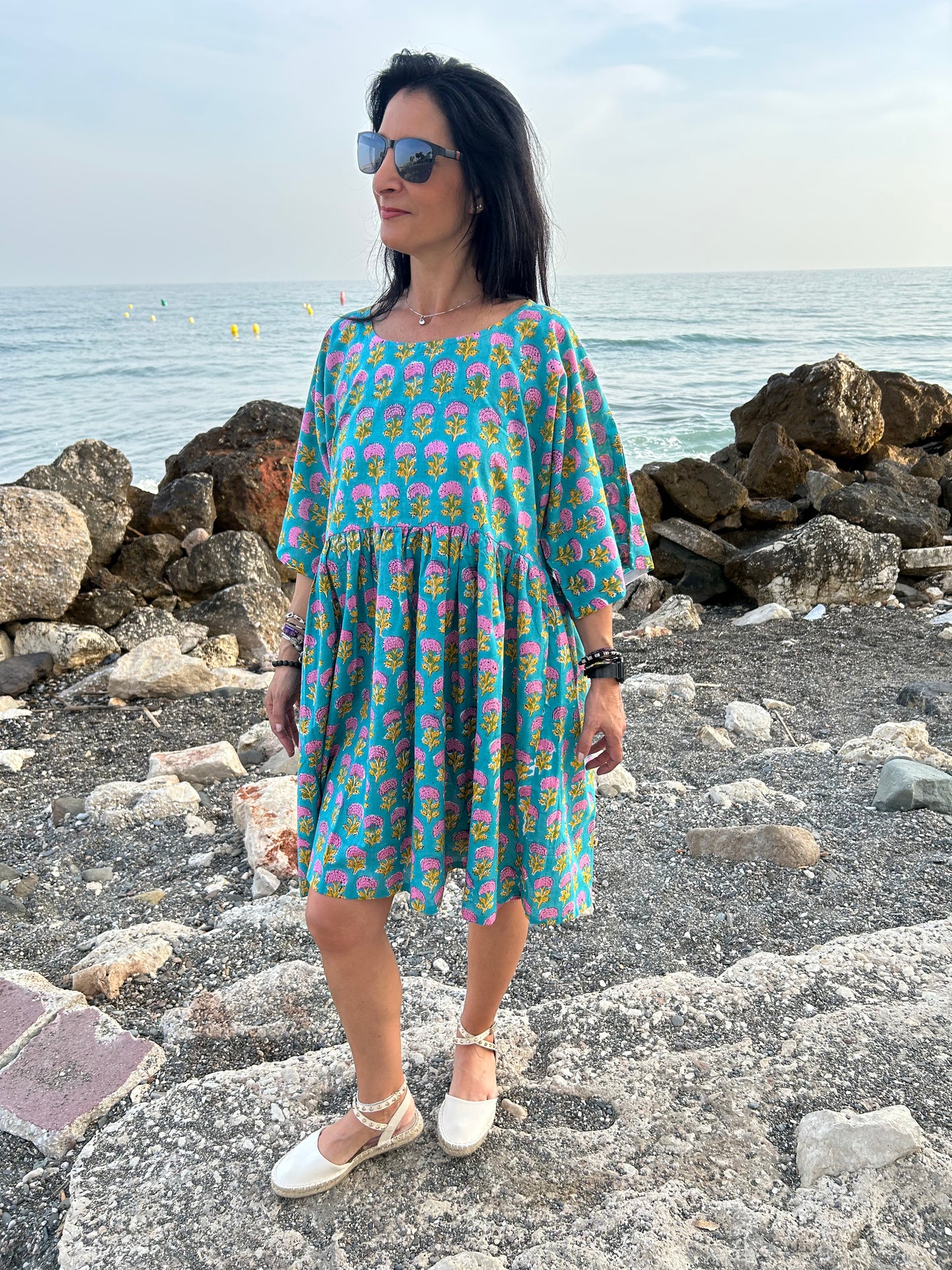 Turquoise pink tunic