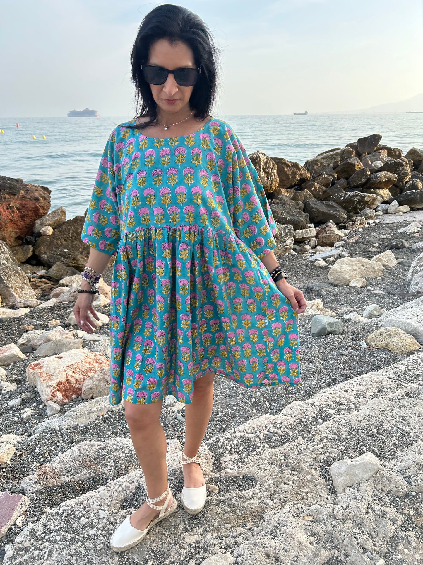 Turquoise pink tunic