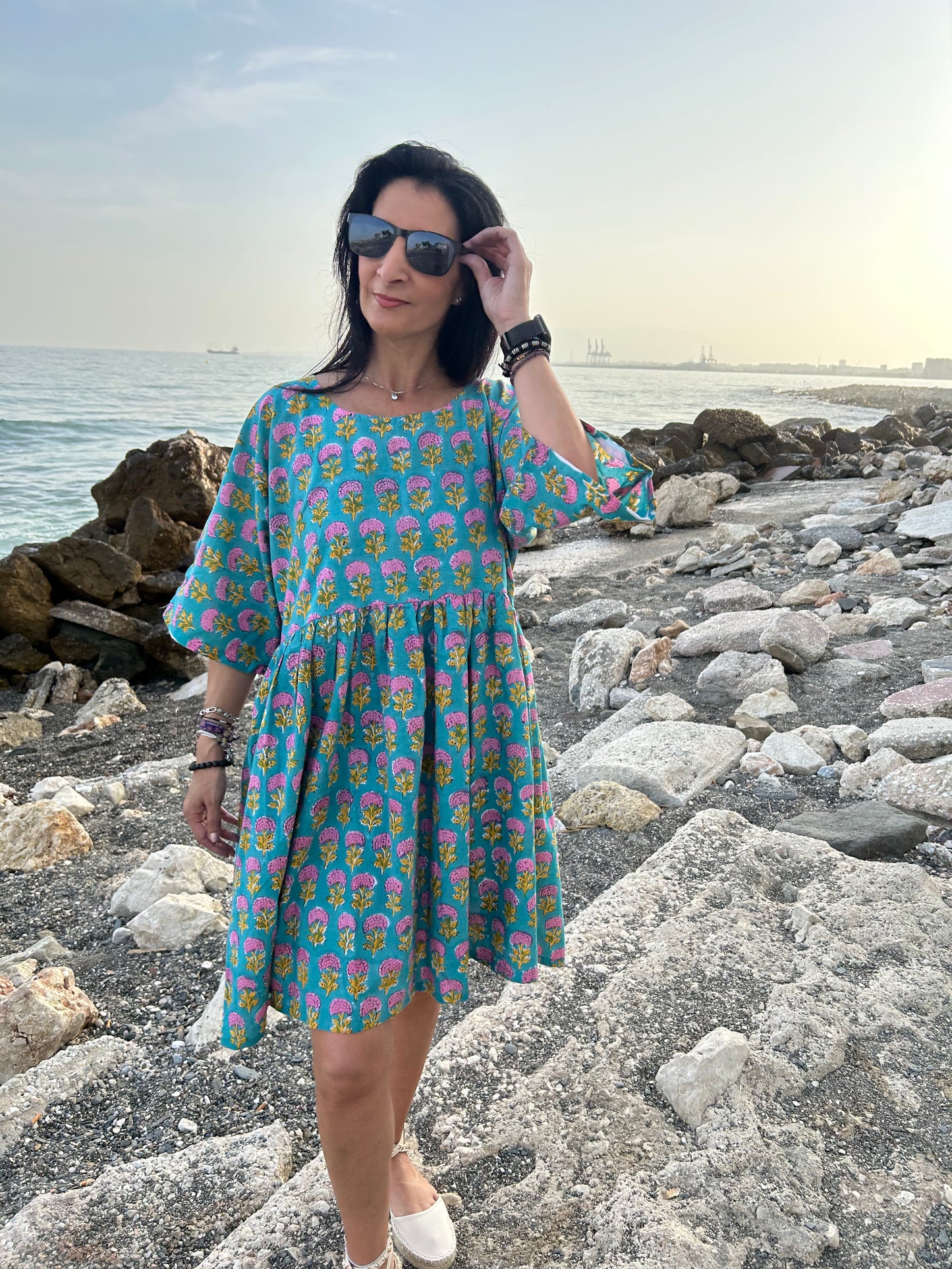 Turquoise pink tunic