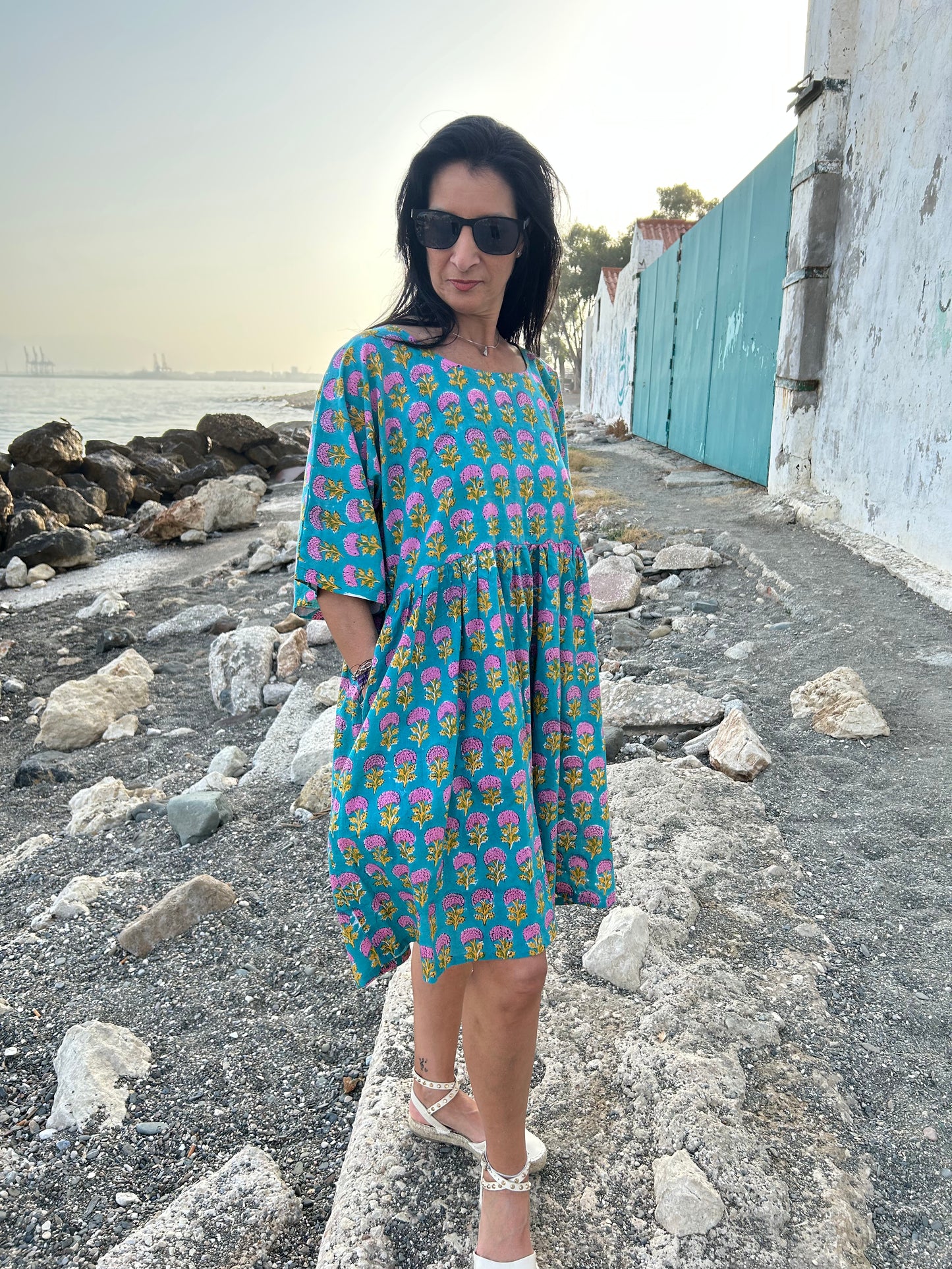 Turquoise pink tunic