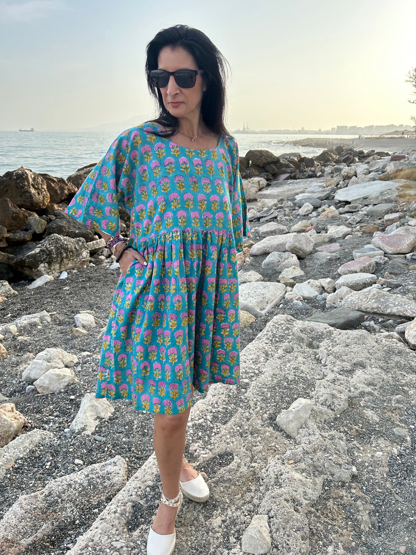 Turquoise pink tunic