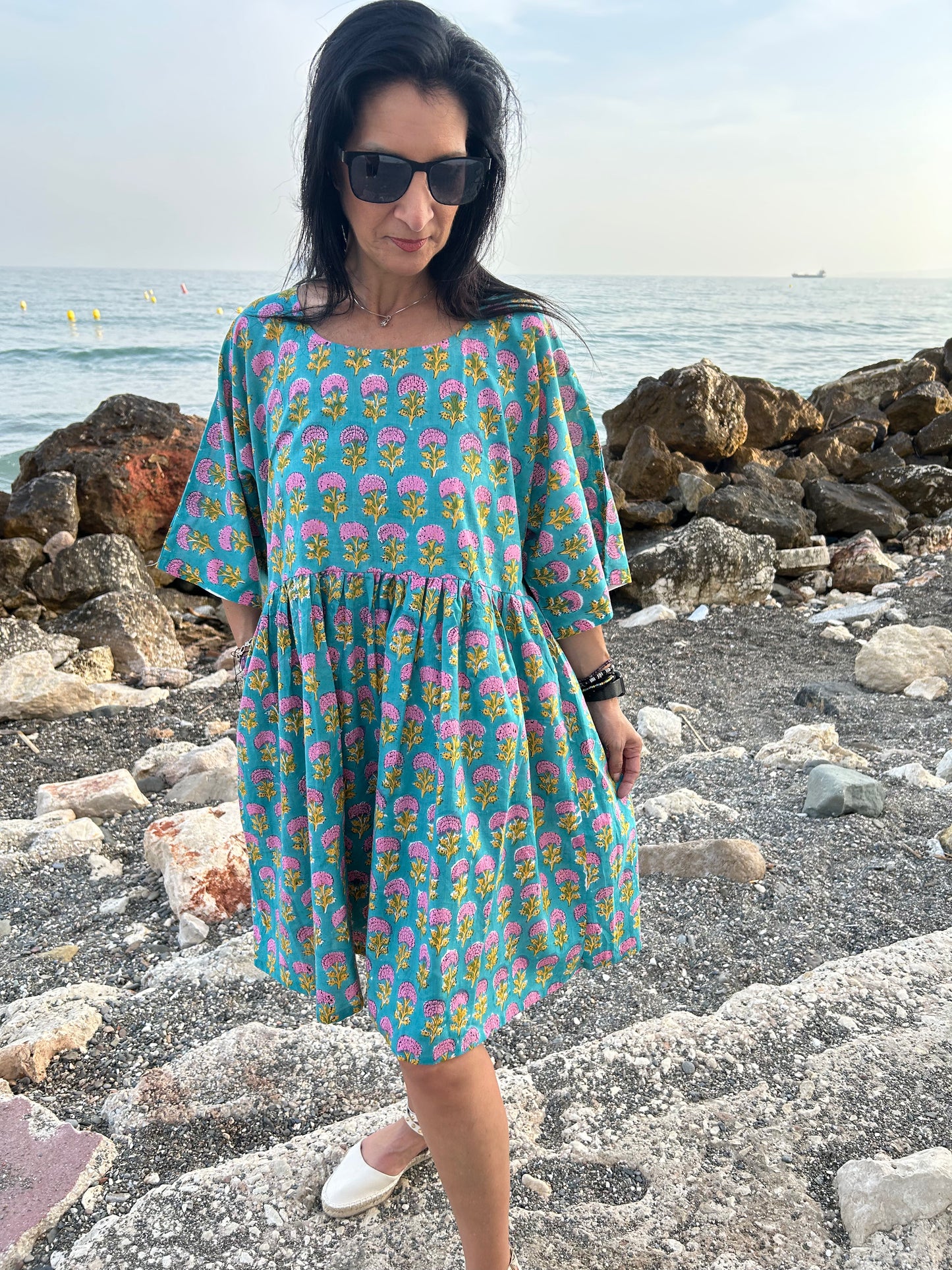 Turquoise pink tunic