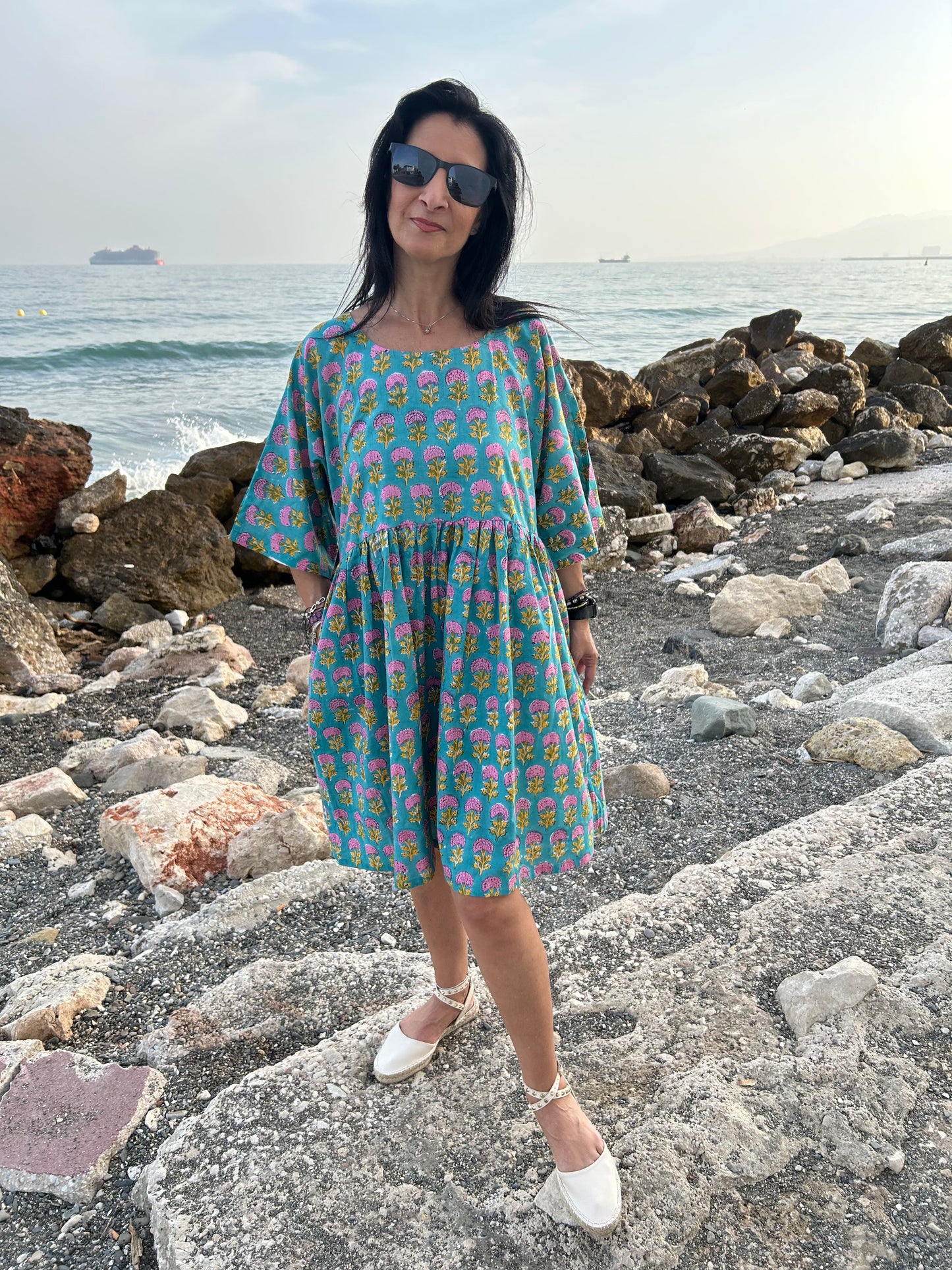 Turquoise pink tunic