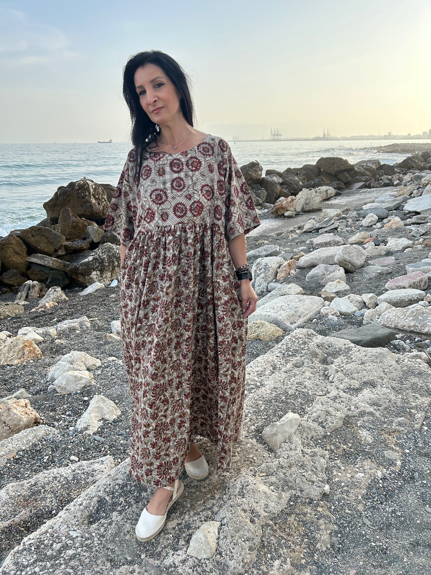 Handmade Beige cotton dress