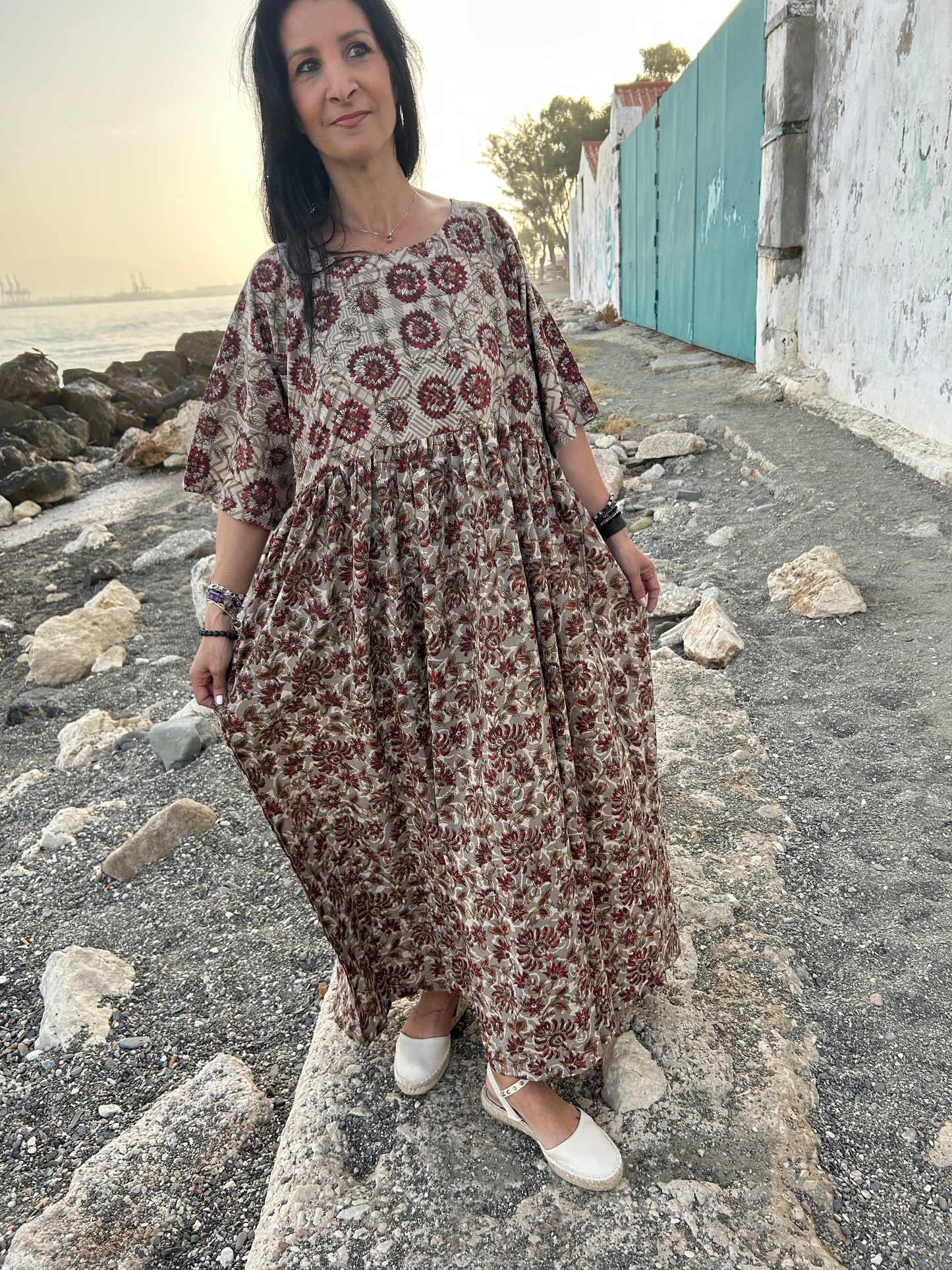 Handmade Beige cotton dress