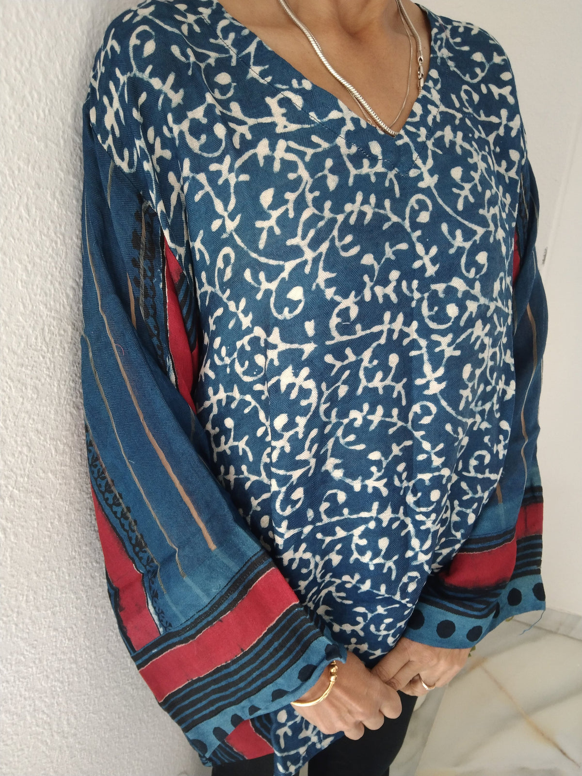 Indigo light wool tunic,gifts for her,boho wool top,wool tunic