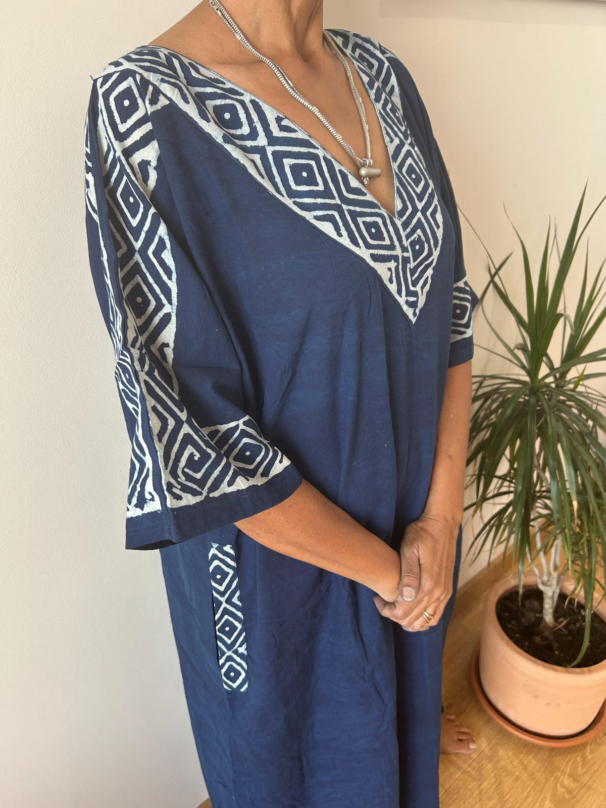 Indigo cotton kaftan,caftan, resort wear,loungewear,gifts for her,boho dress,a line dress,block print dress