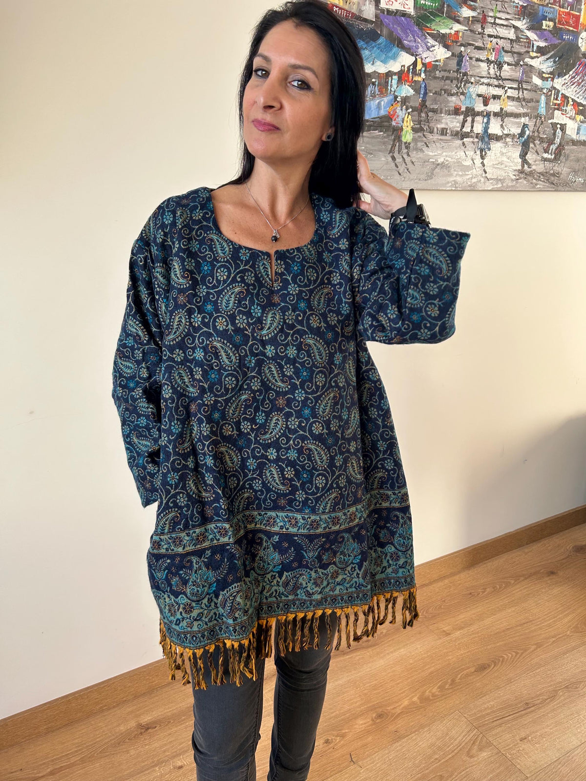 Winter tunic,wool kurti,gifts for her, Christmas gift,boho winter Kurti,wool tunic,mom postpartum gift,