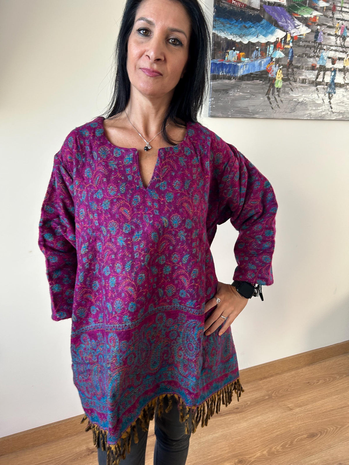 Winter yak wool tunic,wool kurti,boho winter tunic,gifts for her,resort wear, loungewear, gifts for her, Christmas gift, mom postpartum gift