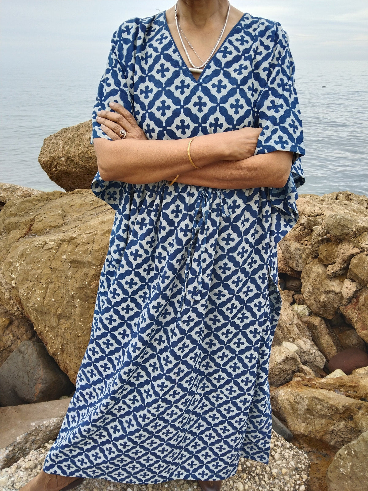 Indigo kaftan,organic kaftan,gifts for her, loungewear,resort wear,maternity dress,mom postpartum gift,summer dress,boho dress