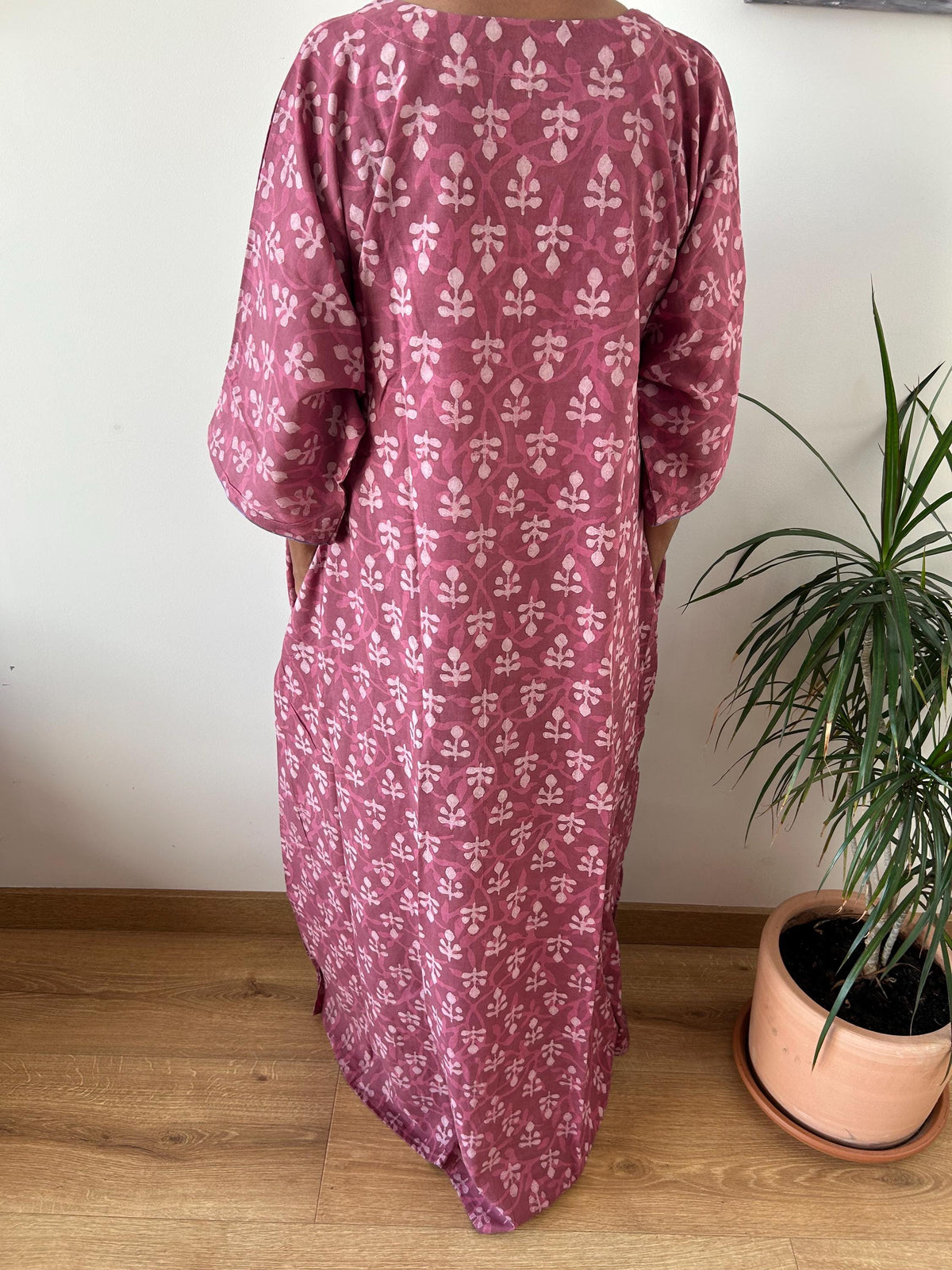 Pink cotton kaftan,caftan, resort wear,loungewear,gifts for her,boho dress,a line dress,block print dress