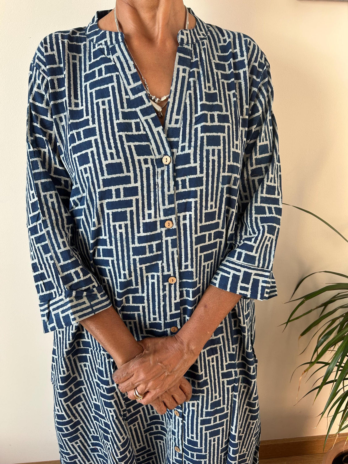 Indigo collar fish cotton kaftan,caftan, resort wear,loungewear,gifts for her,boho dress,a line dress,block print dress