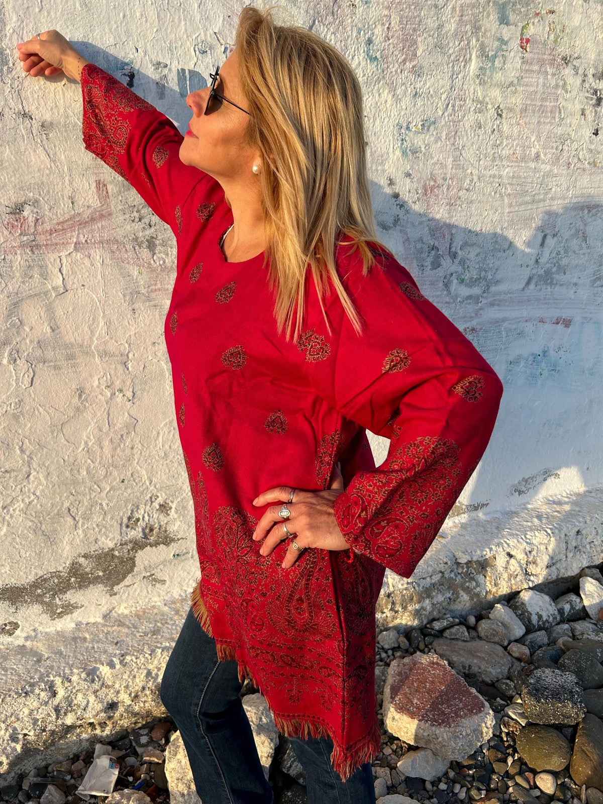 Winter wool tunic,wool kurti,gifts for her, Christmas gift, mom postpartum gift,resort wear,loungewear,boho kurti,wool kurti,wool tunic