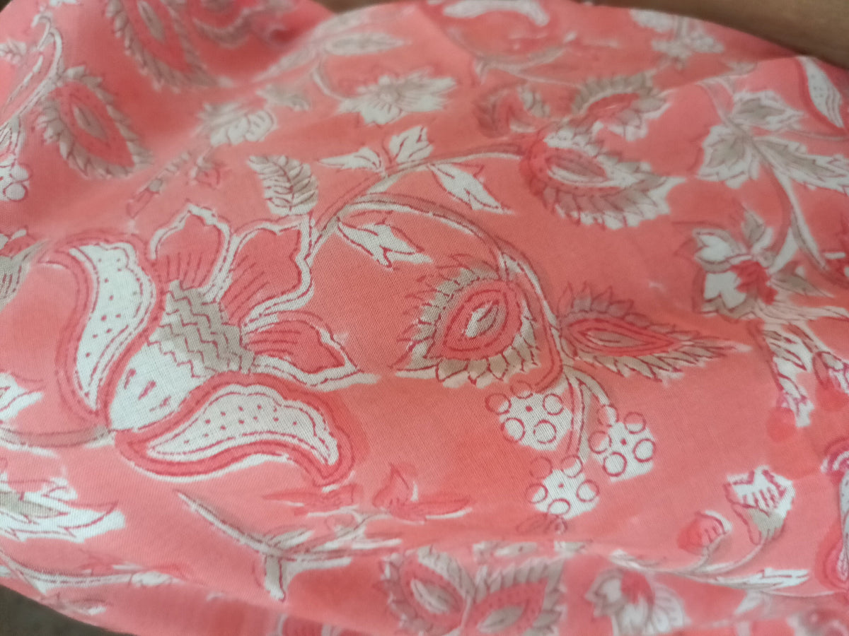 Handmade Block Print Cotton Kaftan: Floral Loungewear Dress
