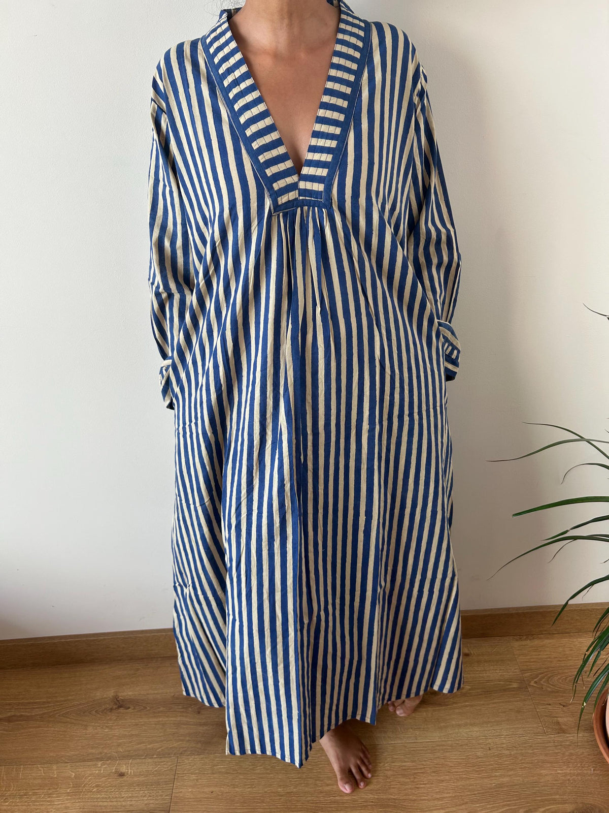 Purple stripe  cotton kaftan,caftan, resort wear,loungewear,gifts for her,boho dress,a line dress,block print dress
