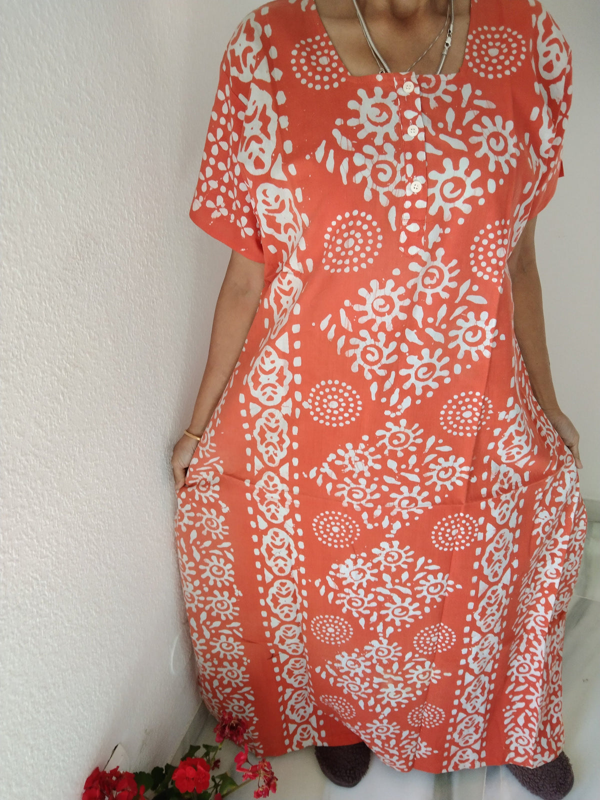 Orange A line kaftan, loungewear,resort wear,boho dress,gifts for her,cotton dress