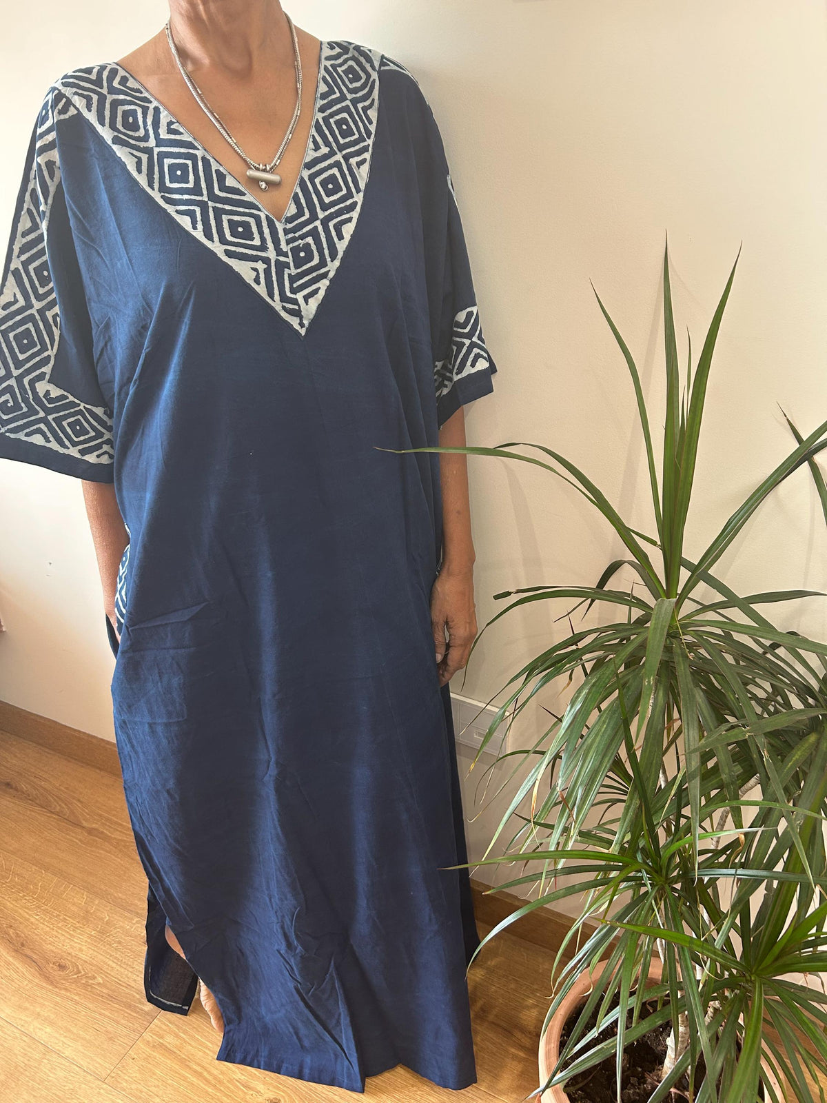 Indigo cotton kaftan,caftan, resort wear,loungewear,gifts for her,boho dress,a line dress,block print dress