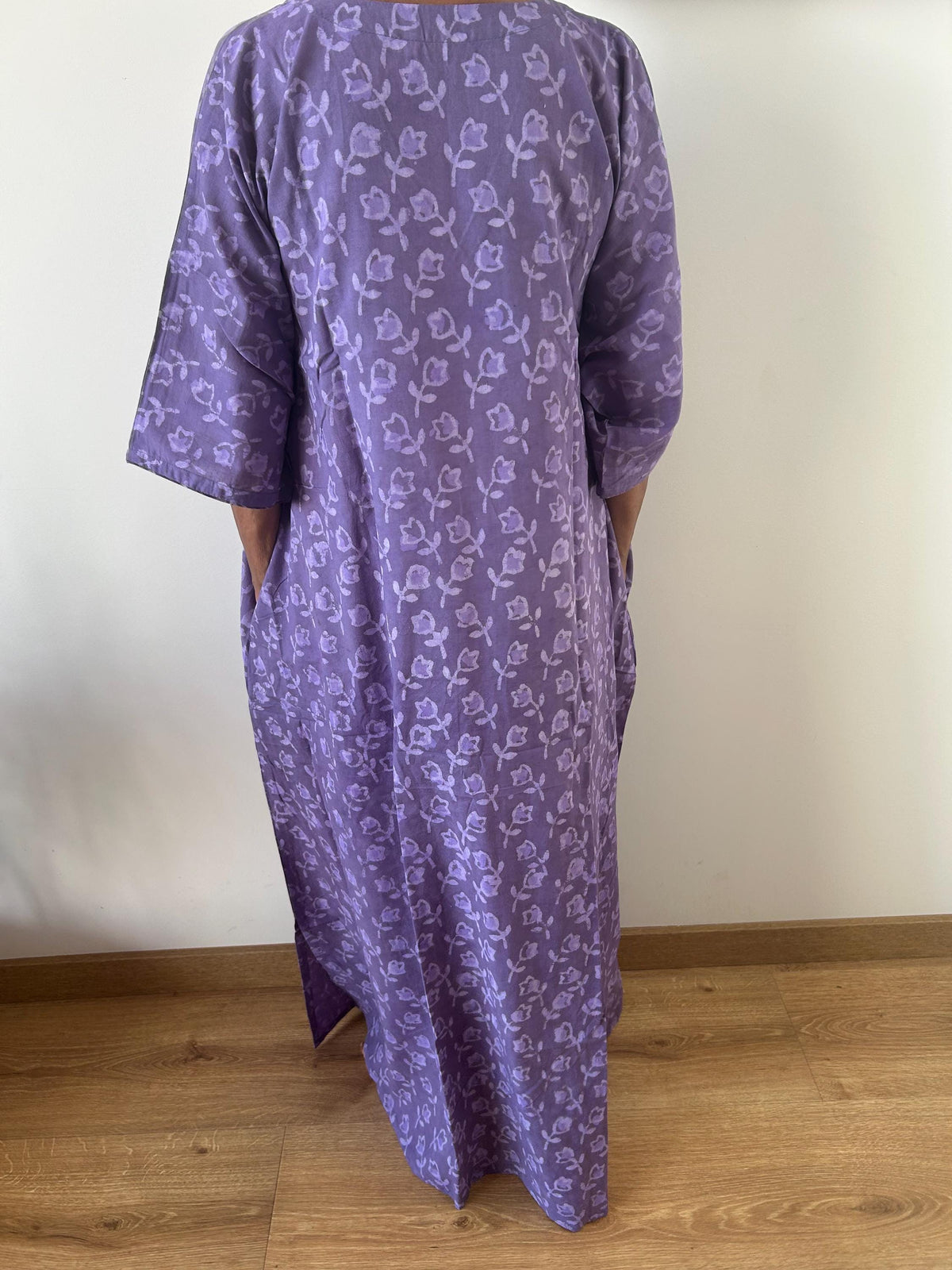 Purple rose cotton kaftan,caftan, resort wear,loungewear,gifts for her,boho dress,a line dress,block print dress