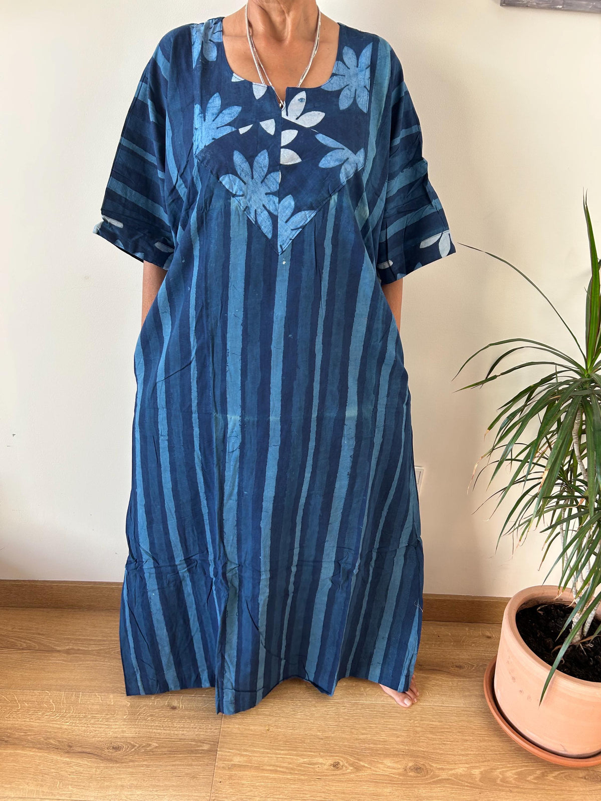 Organic indigo Cotton kaftan,caftan, resort wear, loungewear,gifts for her,boho dress,aline dress