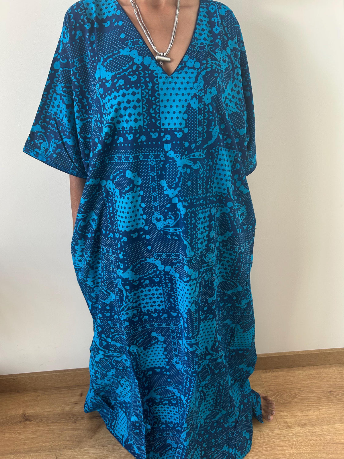 Blue cotton kaftan,caftan, resort wear,loungewear,gifts for her,boho dress,a line dress,block print dress
