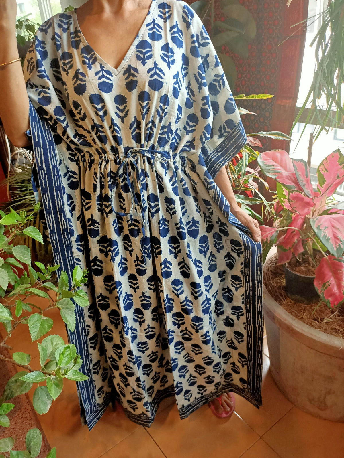 Organic Indigo kaftan,cotton kaftan,caftan,resort wear,loungewear,sleepwear,gifts for her,cotton dress,maxi dress,plus size dress,boho dress