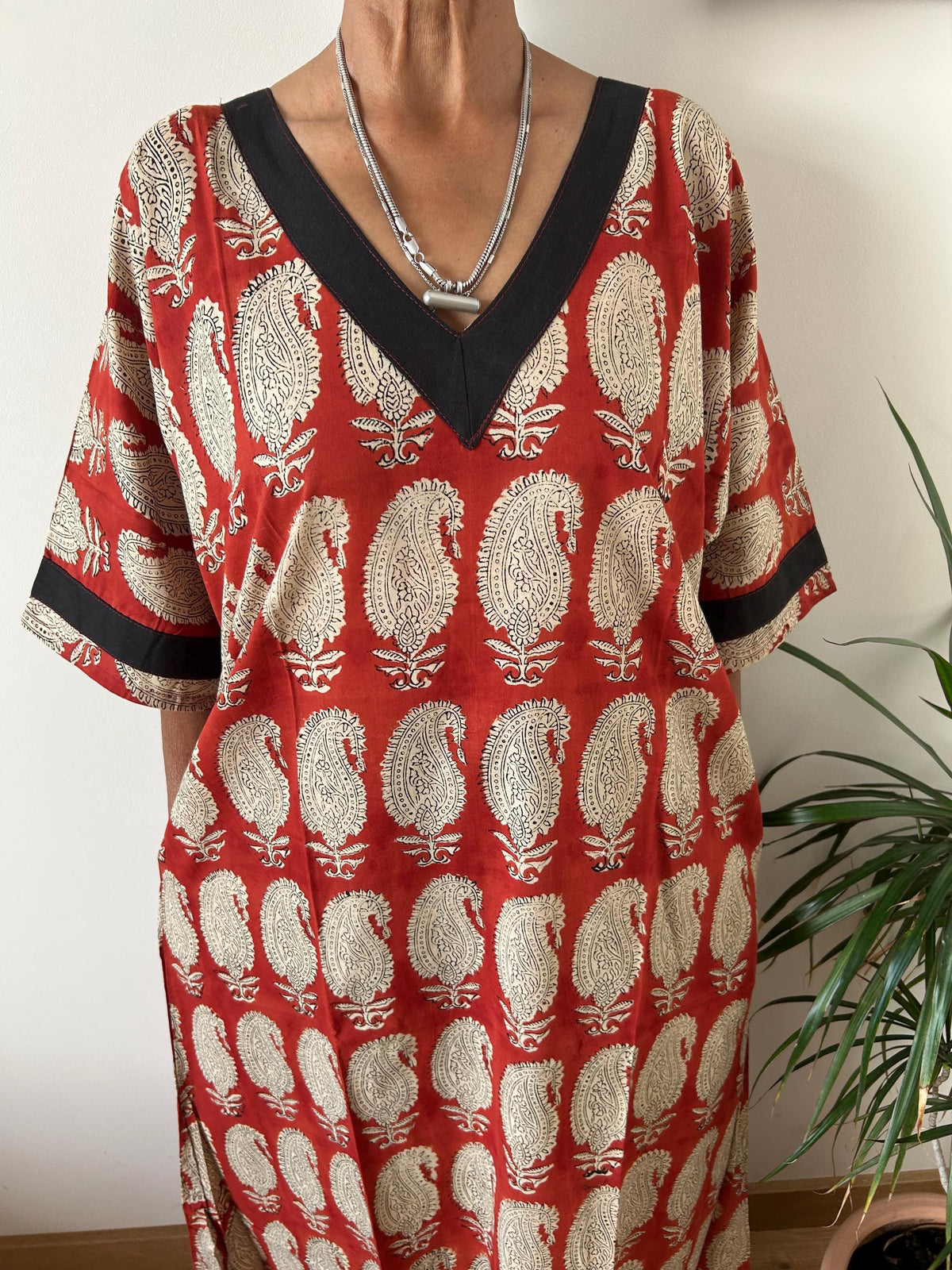 Maroon paisley cotton kaftan,caftan, resort wear,loungewear,gifts for her,boho dress,a line dress,block print dress
