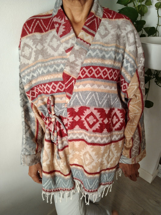 Wool wrap top,wool wrap tunic,winter robe,winter top,gifts for her, Christmas gifts,boho robe