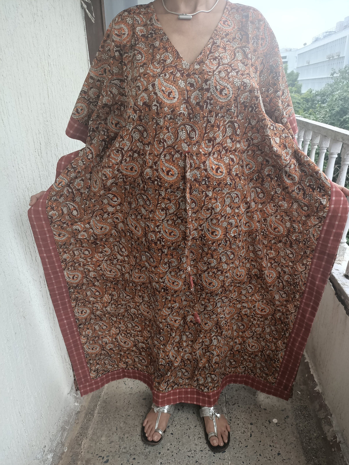 Handmade Cotton Caftan: Earthy Boho Resort Loungewear