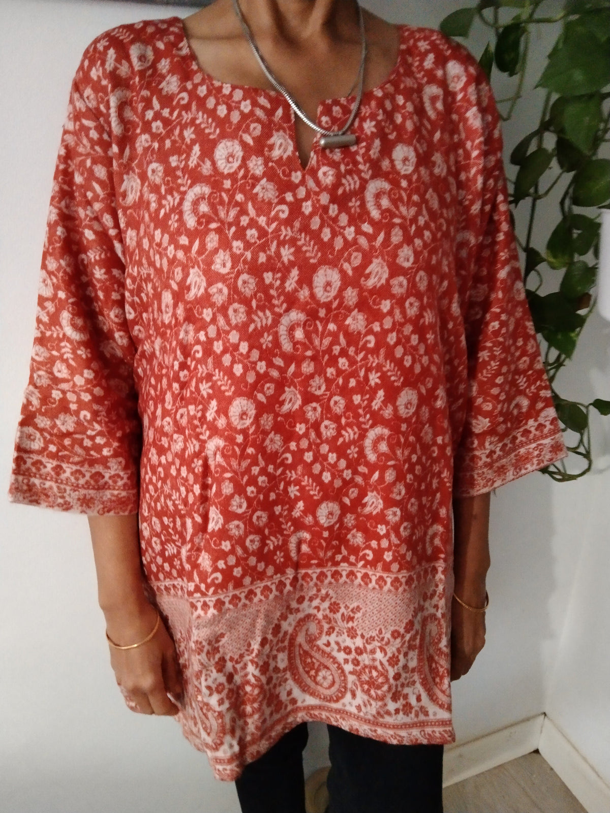 Orange wool kurti,orange tunic,gifts for her,resort wear, Christmas gift,mom postpartum gift,mother's day gift,boho tunic