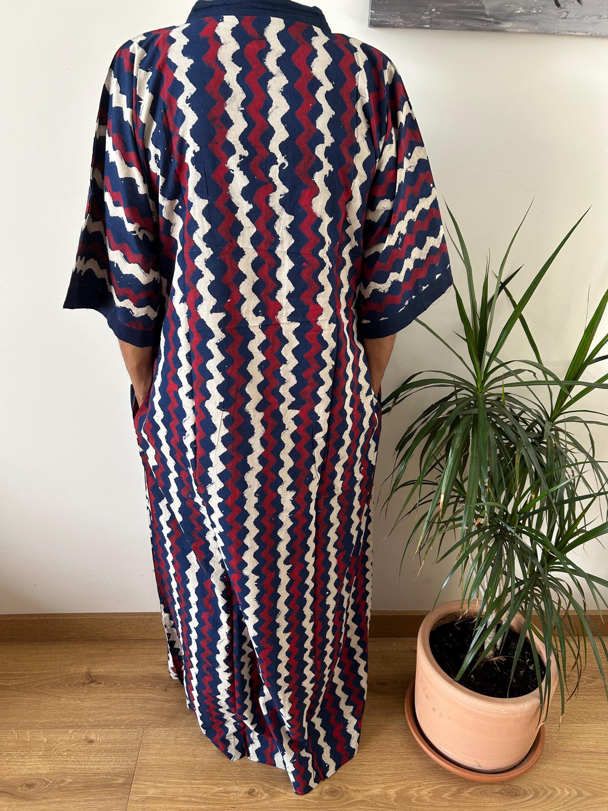 Indigo geometric cotton kaftan,caftan, resort wear,loungewear,gifts for her,boho dress,a line dress,block print dress