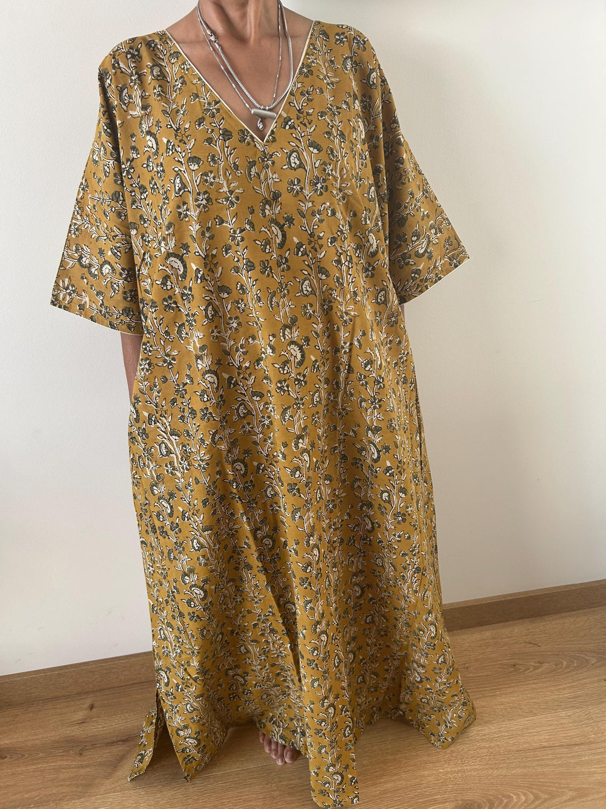Floral cotton kaftan,caftan, resort wear,loungewear,gifts for her,boho dress,a line dress,block print dress