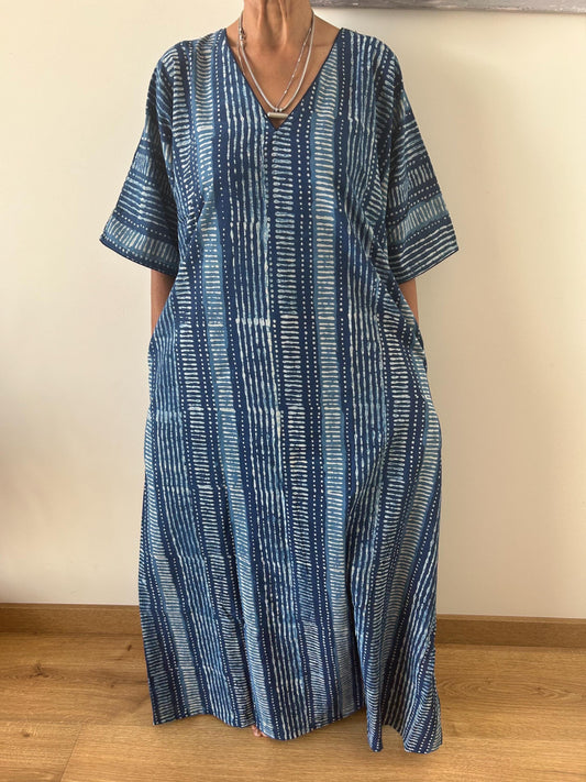 Organic cotton kaftan,caftan, resort wear,loungewear,gifts for her,boho dress,a line dress,block print dress
