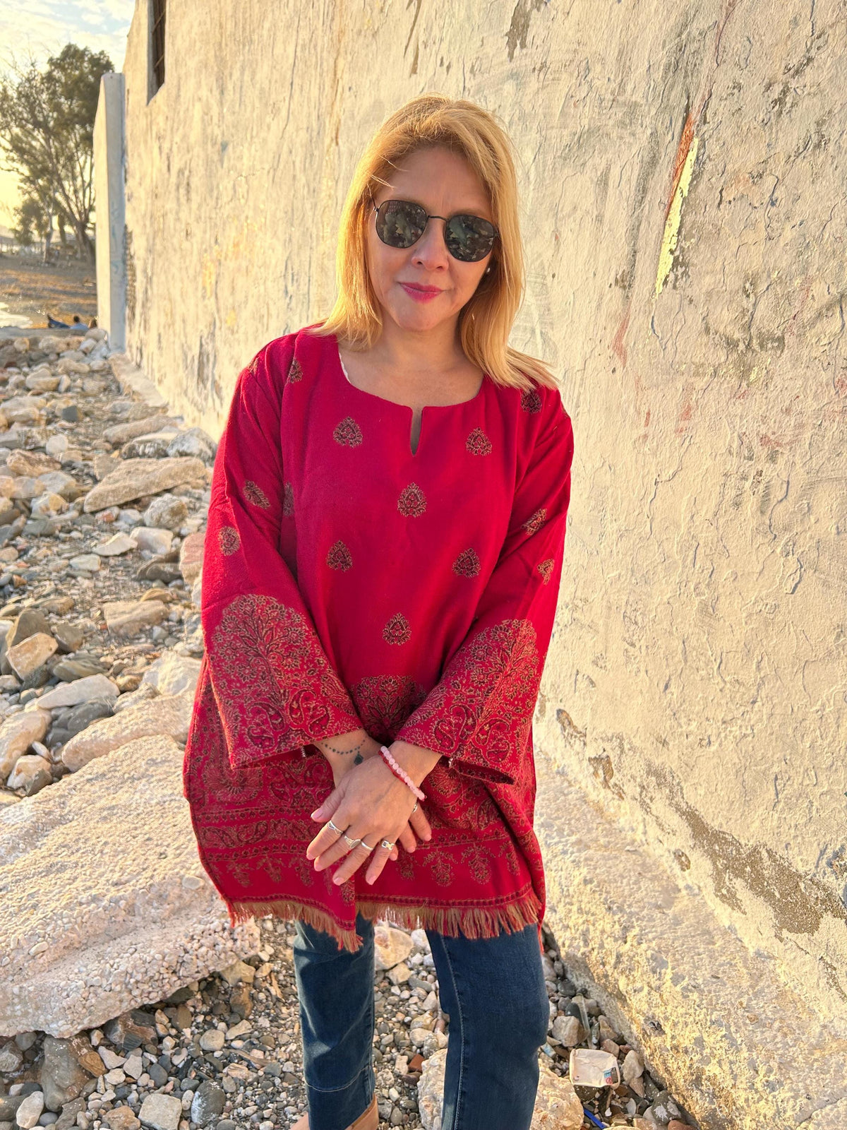 Winter wool tunic,wool kurti,gifts for her, Christmas gift, mom postpartum gift,resort wear,loungewear,boho kurti,wool kurti,wool tunic