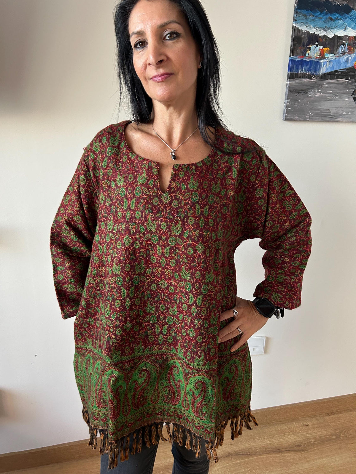 Winter tunic,wool tunic,gifts for her,Christmas gift,mom postpartum gift,resort wear,boho wool kurti,winter kurti