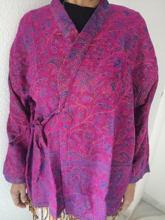 Unisex Yak wool wrap kimono,wool cover up, loungewear, resort wear,Wool top,wool robe top,boho tunic