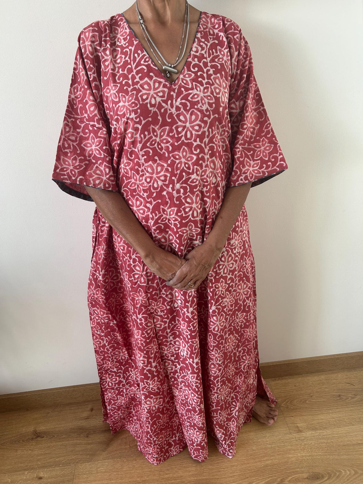 Pink cotton kaftan,caftan, resort wear,loungewear,gifts for her,boho dress,a line dress,block print dress