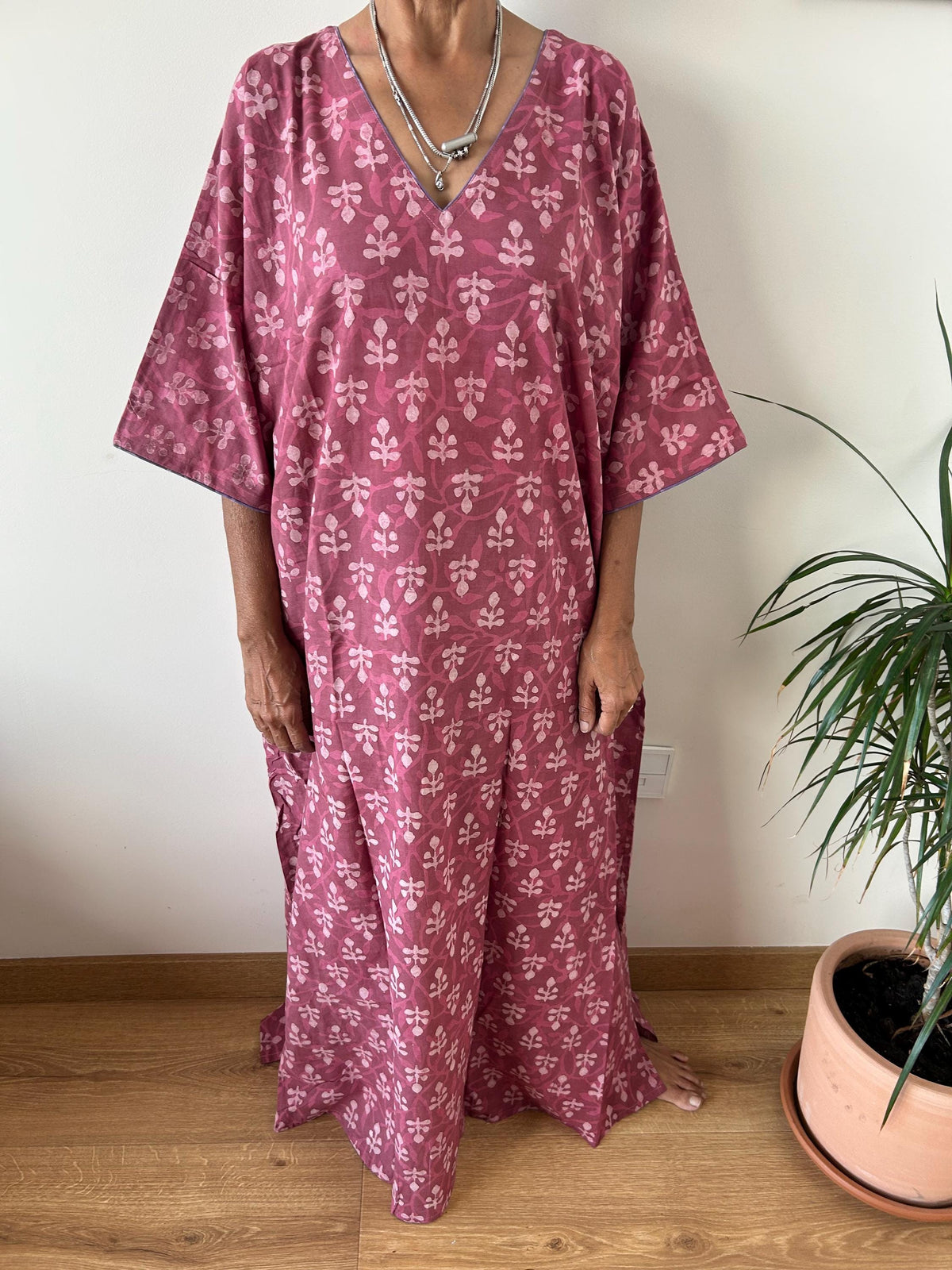 Pink cotton kaftan,caftan, resort wear,loungewear,gifts for her,boho dress,a line dress,block print dress