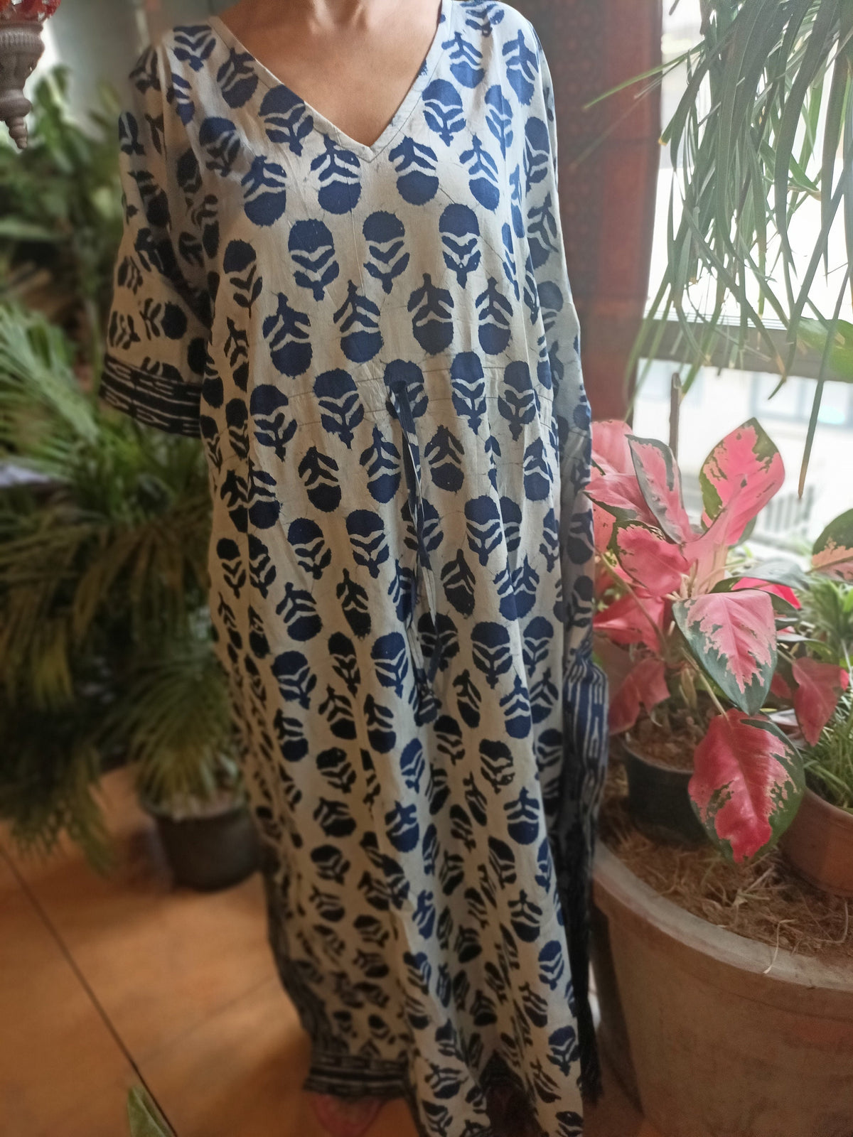 Organic Indigo kaftan,cotton kaftan,caftan,resort wear,loungewear,sleepwear,gifts for her,cotton dress,maxi dress,plus size dress,boho dress